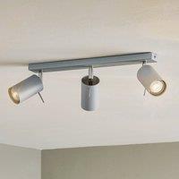 SOLLUX LIGHTING Ceiling spotlight Round, grey, 3-bulb linear