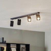 SOLLUX LIGHTING Ceiling spotlight Square, black, 4-bulb linear