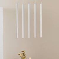 Euluna Thin pendant light, white, 5-bulb, linear