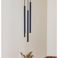SOLLUX LIGHTING Thin pendant light, black, 3-bulb, rondel