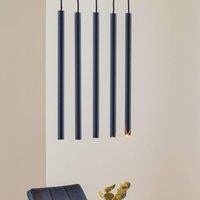 SOLLUX LIGHTING Thin pendant light, black, 5-bulb, linear