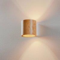 SOLLUX LIGHTING Ara wall light as a wooden cylinder