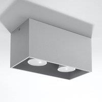 Euluna Ara Maxi ceiling light made of aluminium, 2-bulb, grey