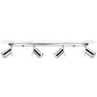 SOLLUX LIGHTING Ceiling spotlight Round, chrome, 4-bulb linear