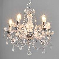 Searchlight Marie Therese chandelier, chrome, five-bulb