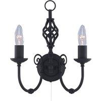 Searchlight Zanzibar wall light, two-bulb, black