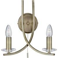 Searchlight Brass Ascona wall light of antique design, 2 bulbs