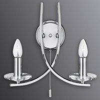 Searchlight Chrome-coloured Ascona wall light with 2 bulbs