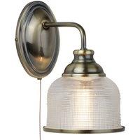 Searchlight Holophane glass wall light Bistro II, antique brass
