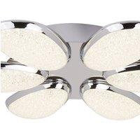 Searchlight Lori LED ceiling light, 6-bulb, 52 cm, chrome/frosted, glass