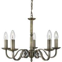 Searchlight Richmond chandelier antique brass, five-bulb