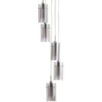Searchlight Duo 2 pendant light, smoky glass/chrome 5-bulb
