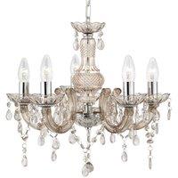 Searchlight Marie Therese chandelier, brown, five-bulb