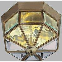 Searchlight Flush classic ceiling lamp antique brass, octagonal