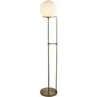Searchlight Sphere floor lamp in antique brass with glass ball