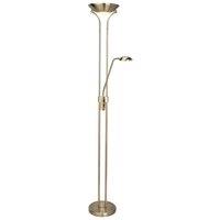 Searchlight LED floor lamp Mother & Child, brass, reading lamp, dimmable