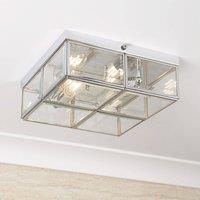 Searchlight Pisa ceiling light, glass lampshade, chrome