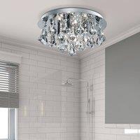 Searchlight Hanna ceiling lamp round IP44 38 cm chrome pyramid