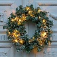 Sirius Anton LED wreath with Timer, green with snow decoration
