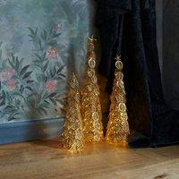 Sirius LED decorative tree Kirstine, gold, height 43 cm