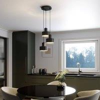SIGMA Rif pendant light, round 3-bulb, black