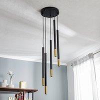 SIGMA Sopel Due 5 pendant light, black/gold, 5-bulb