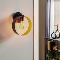 SIGMA Hula wall light in ring design, black/gold