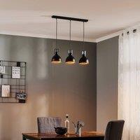 SIGMA Trial pendant light, 3-bulb linear, black/gold