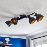 SIGMA Trial ceiling light, 4-bulb, black/gold