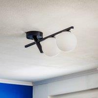 SIGMA Baleo ceiling light, black/opal, 2-bulb
