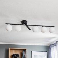 SIGMA Baleo ceiling light, black/opal, 5-bulb