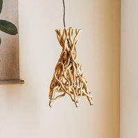 ONLI Agar pendant light with wooden lampshade