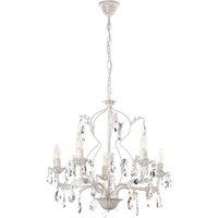 ONLI Crystal chandelier Teresa, ivory, 5-bulb