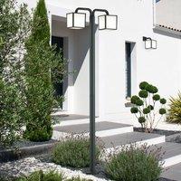 Trio Lighting Cubango LED lamp post with two cubic lampshades