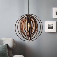 Trio Lighting Unusual Boolan hanging light with brown lampshade