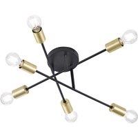 Trio Lighting Six-bulb ceiling light Cross in black-gold