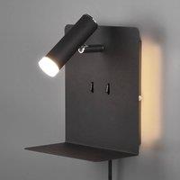 Trio Lighting LED wall lamp Element with shelf black matt