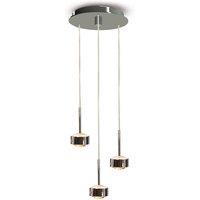 Top Light Puk Drop Trio pendant light, chrome, 3-bulb, G9