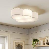 TK Lighting Ceiling light Cloud, white, textile, length 62 cm, E27, 4-bulb.