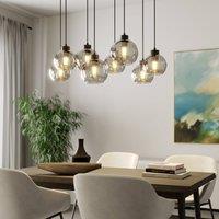 TK Lighting Cubus pendant light, 95 cm long, 8-bulb, smoky grey, glass