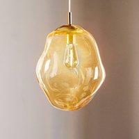 TK Lighting Sol glass pendant light, 35cm, black/amber