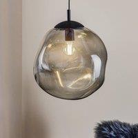 TK Lighting Sol glass pendant light, 35cm, black/smoke grey