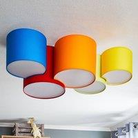 TK Lighting Mona ceiling light, 5-bulb, multicoloured