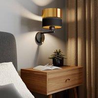 TK Lighting Hilton wall light in black/gold with LED reading light