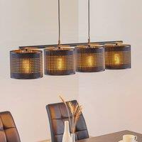 TK Lighting Tago pendant light, 4-bulb, black/gold