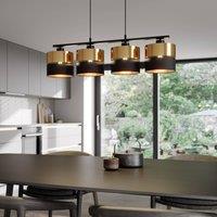 TK Lighting Hilton pendant light, black/gold, 4-bulb