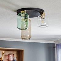 TK Lighting Marco Green ceiling light, 3-bulb, clear/green/brown