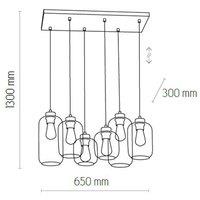 TK Lighting Marco Green pendant light, 6-bulb, clear/green/brown