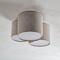 TK Lighting Mona Nature ceiling light, 3-bulb, natural linen