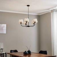 TK Lighting Chicago chandelier, linen shades, 5-bulb
